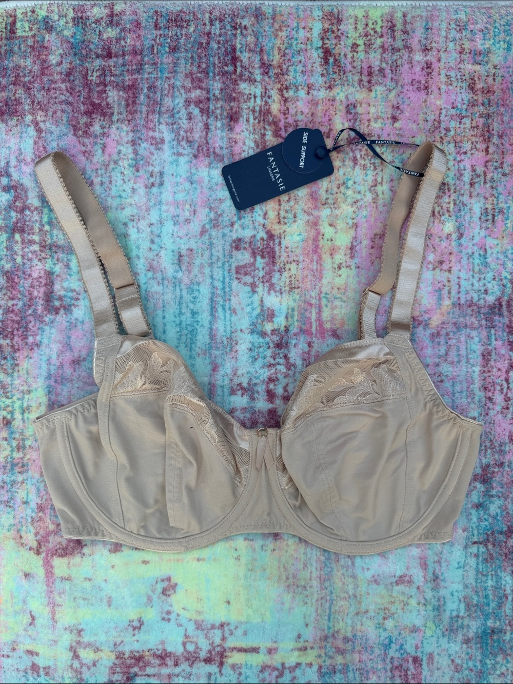 Fantasie Beige Lace-Trim Underwire Bra